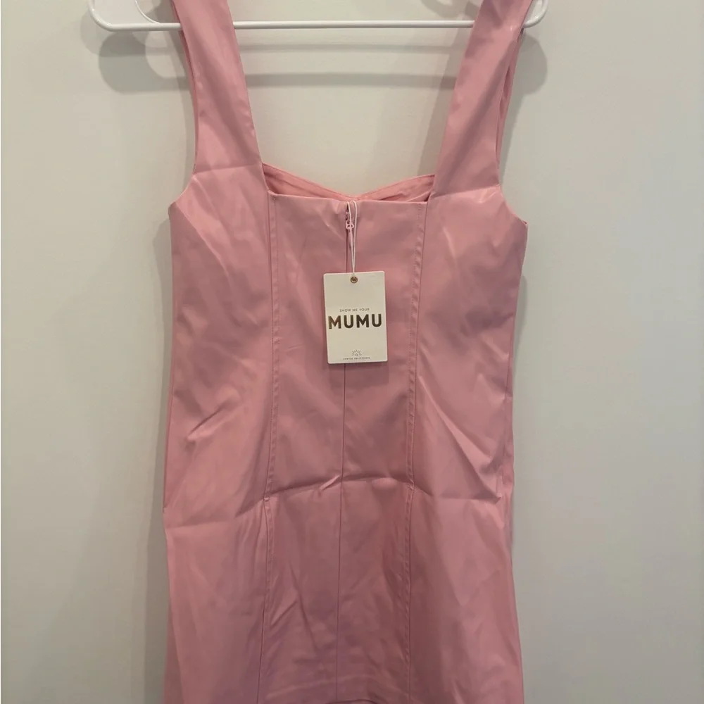 Show Me Your MuMu Woods Faux Leather Pink Mini Dress - Picture 4 of 7